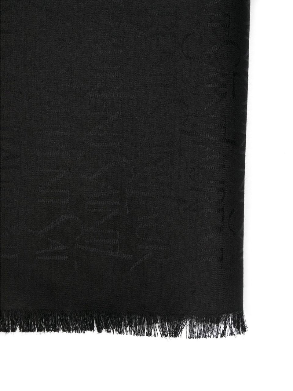 Saint Laurent Black Sciarpa Jacquard Silk/Wool Scarf Zwart
