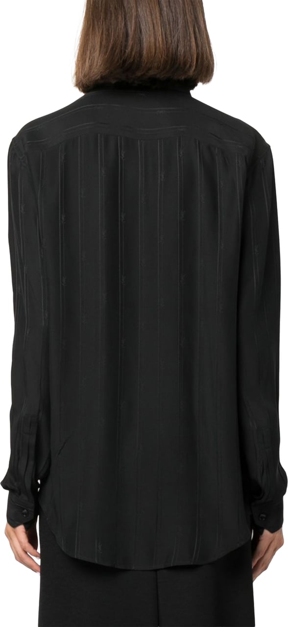Saint Laurent Black Organic Silk Shirt Zwart