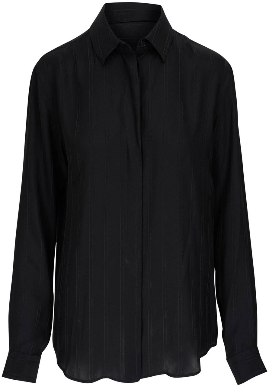 Saint Laurent Black Organic Silk Shirt Zwart