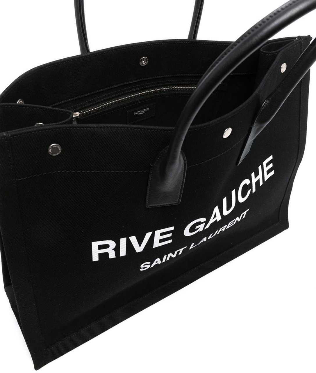 Saint Laurent Black Tote Rectangular Leather Tote Zwart