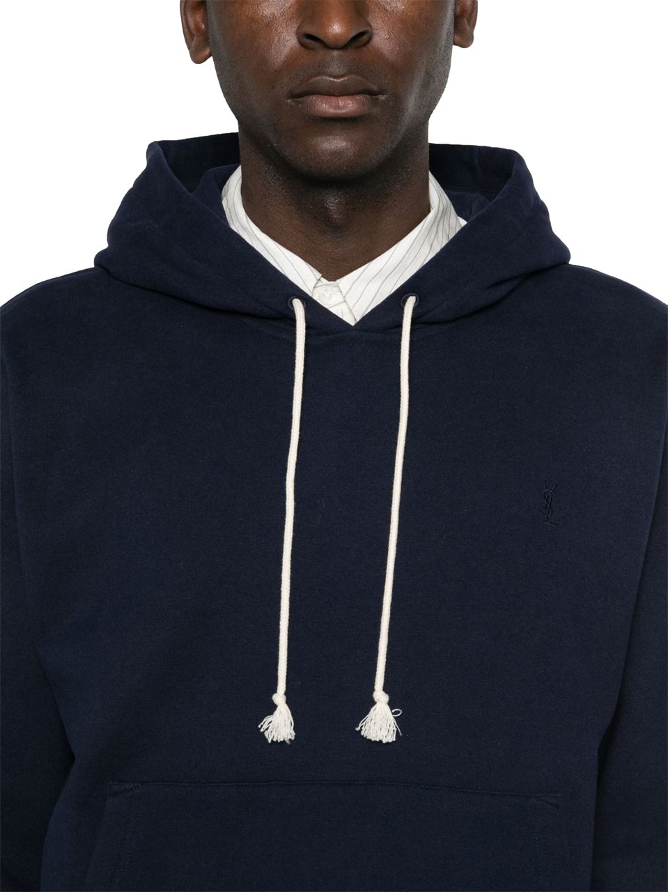 Saint Laurent Blue Cassandre Organic Cotton Hoodie Zwart