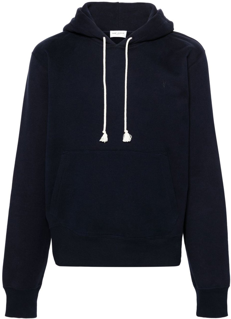 Saint Laurent Blue Cassandre Organic Cotton Hoodie Zwart