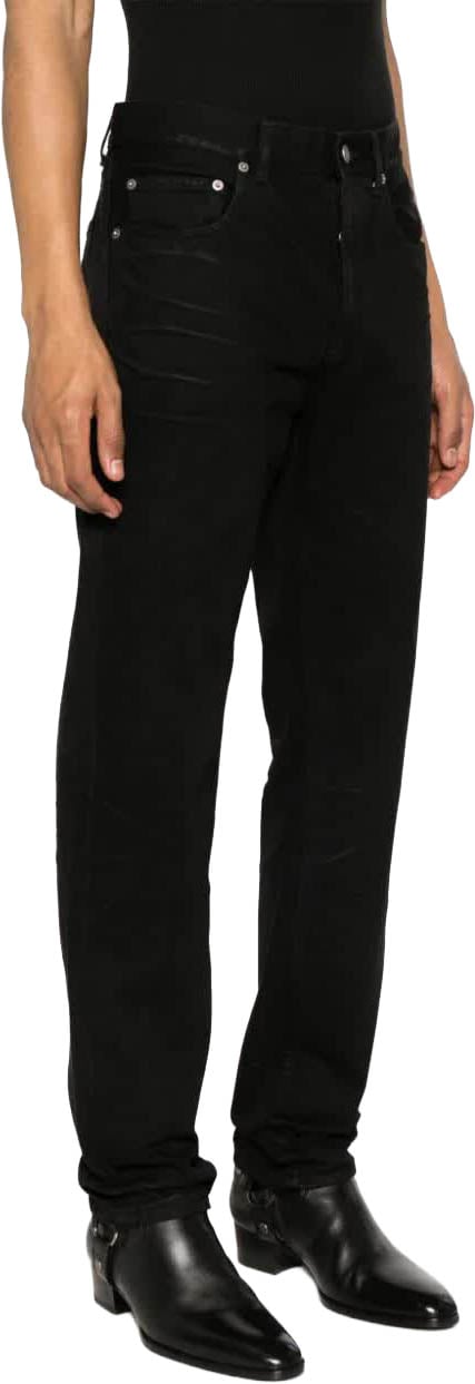 Saint Laurent Black Straight-Leg Structured Denim Jeans Zwart