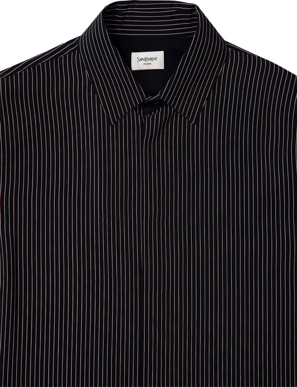Saint Laurent Black Pinstripe Fabric Shirt Zwart