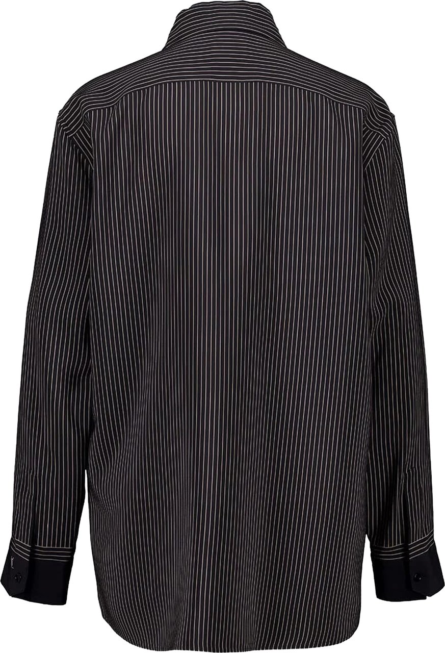 Saint Laurent Black Pinstripe Fabric Shirt Zwart
