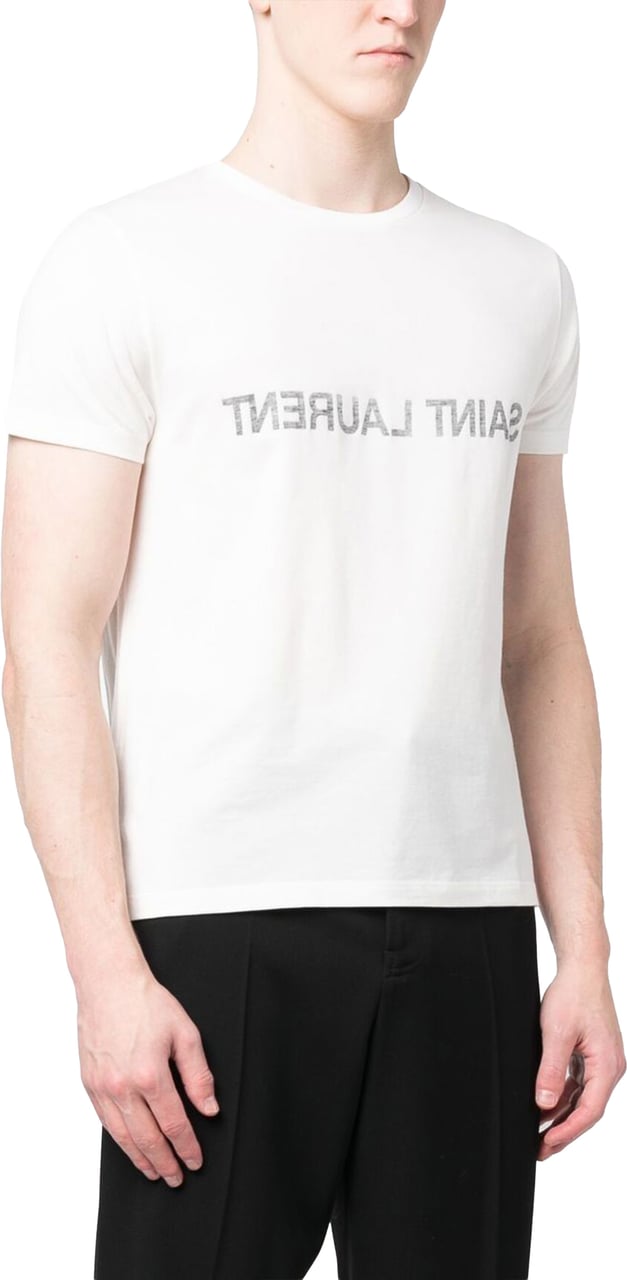 Saint Laurent Saint Laurent Reversed Logo T-Shirt Wit