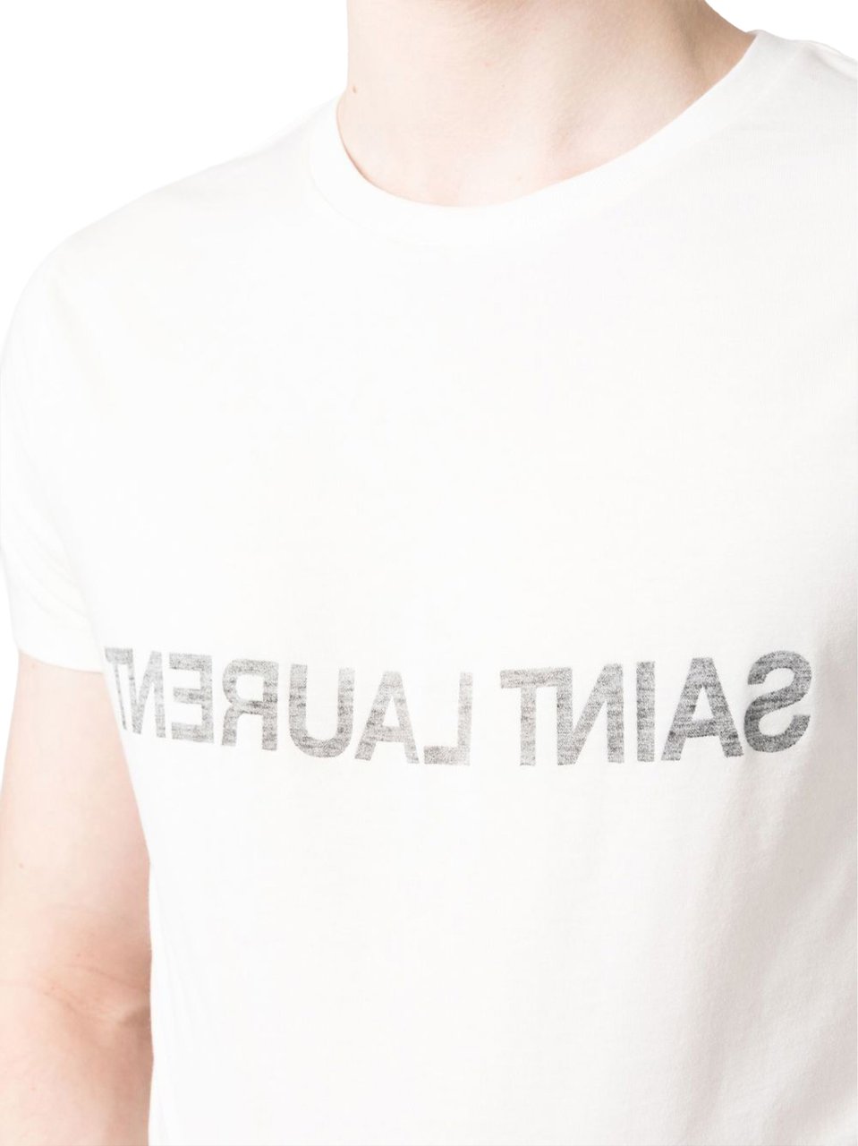 Saint Laurent Saint Laurent Reversed Logo T-Shirt Wit