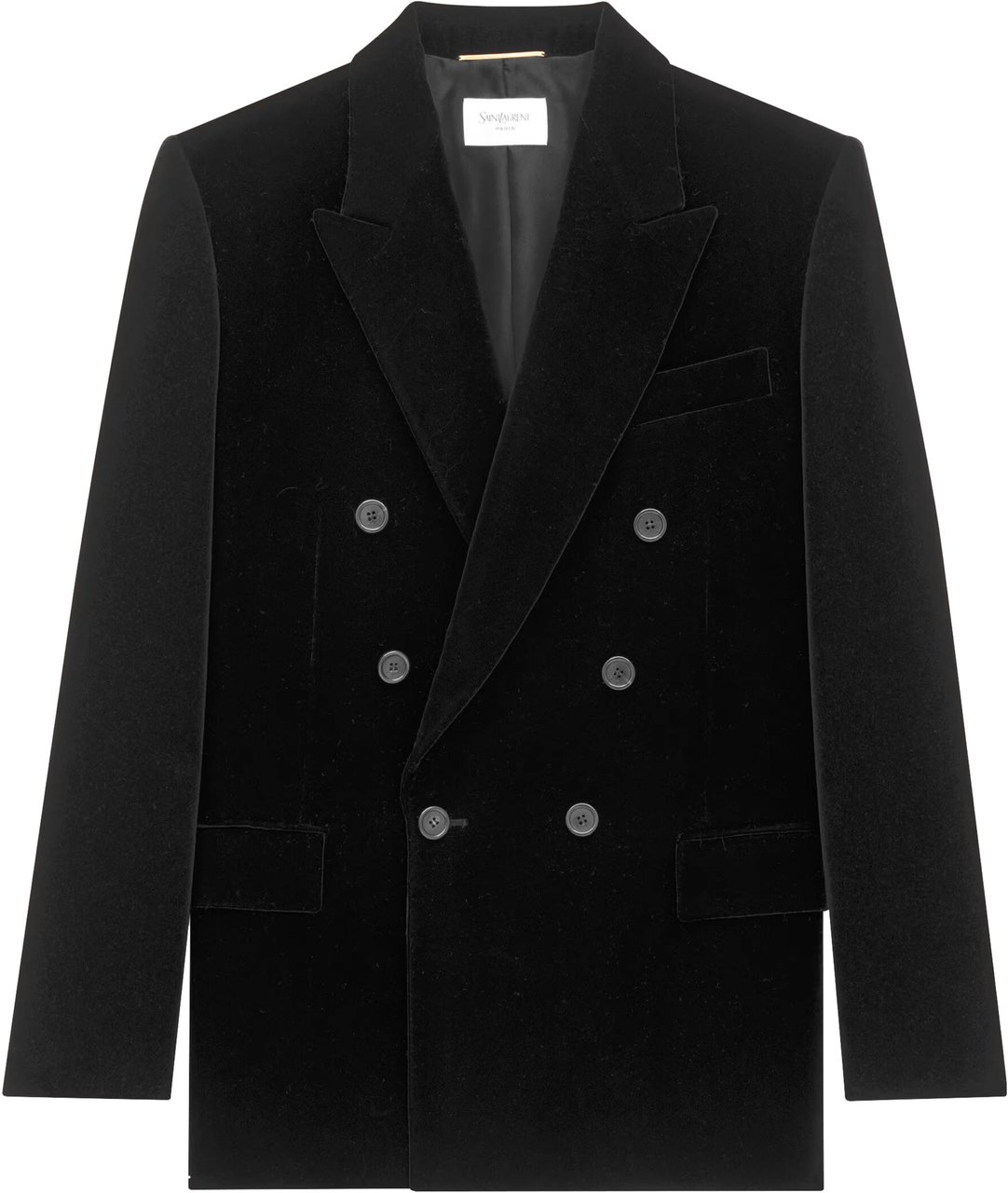 Saint Laurent Black Blazer Double-Breasted Velvet Blazer Zwart