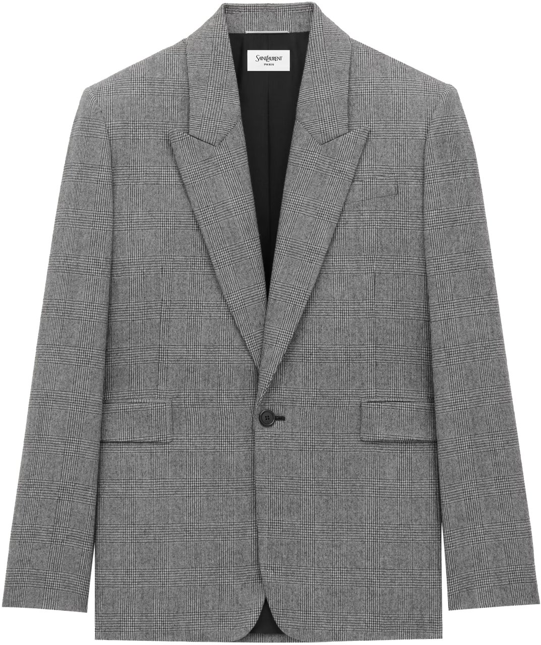 Saint Laurent Grey Blazer Tailored Checkered Blazer Grijs