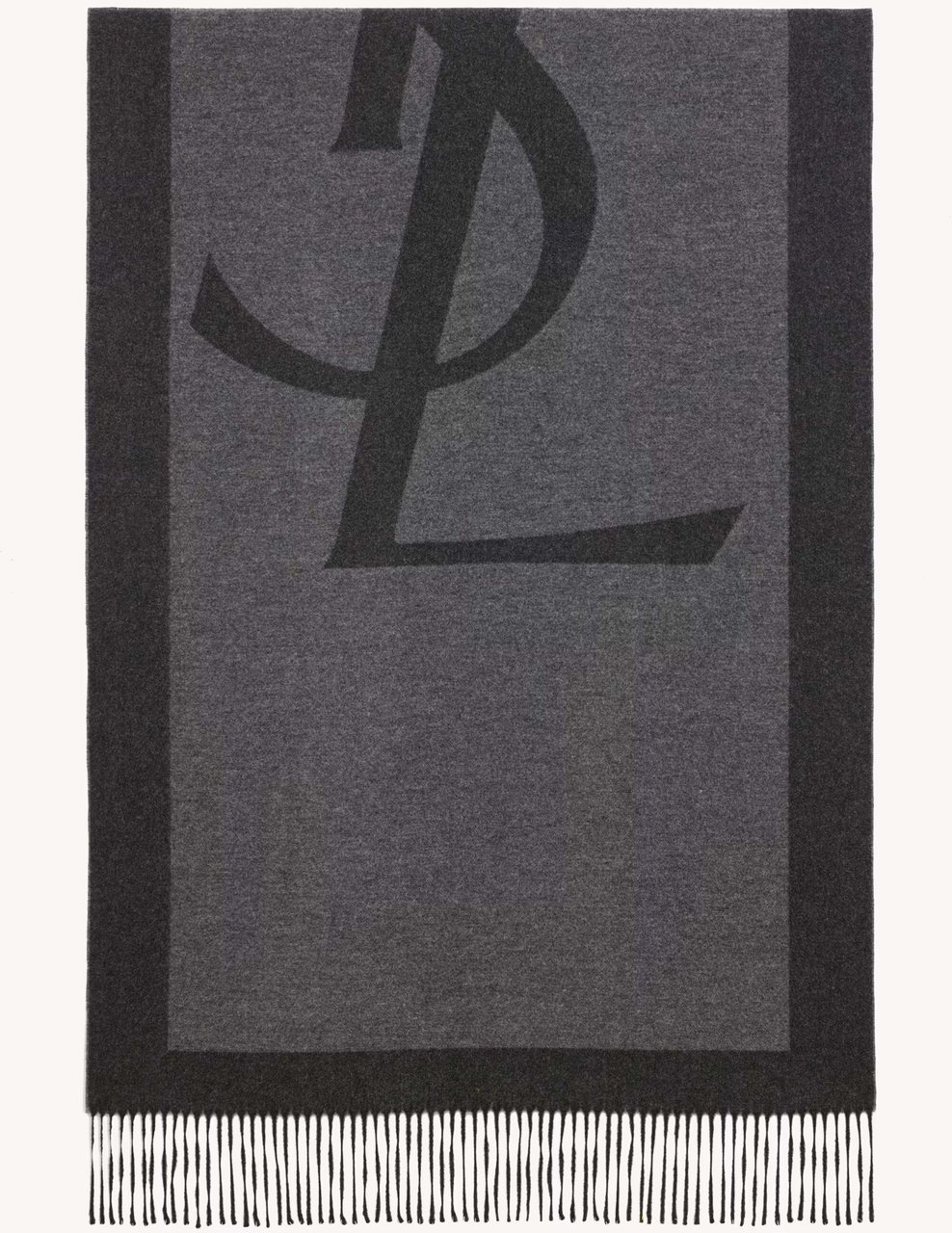 Saint Laurent Grey Sciarpa Cassandre Monogrammed Scarf Grijs