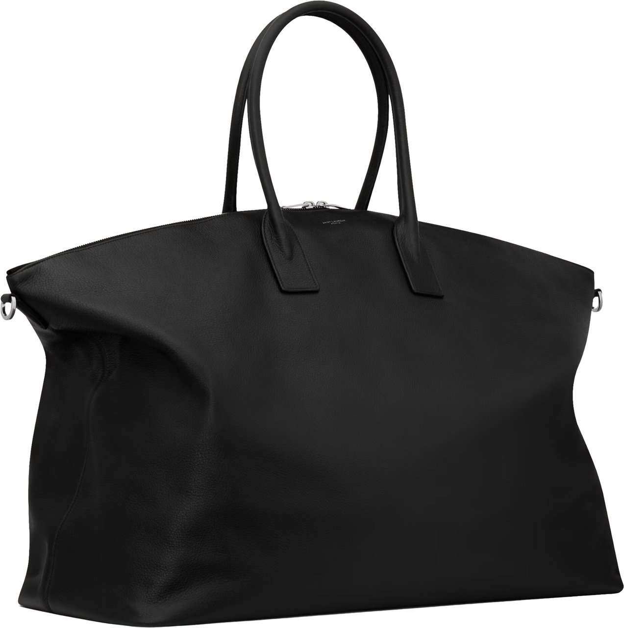 Saint Laurent Black Bowling Rectangular Leather Duffle Zwart