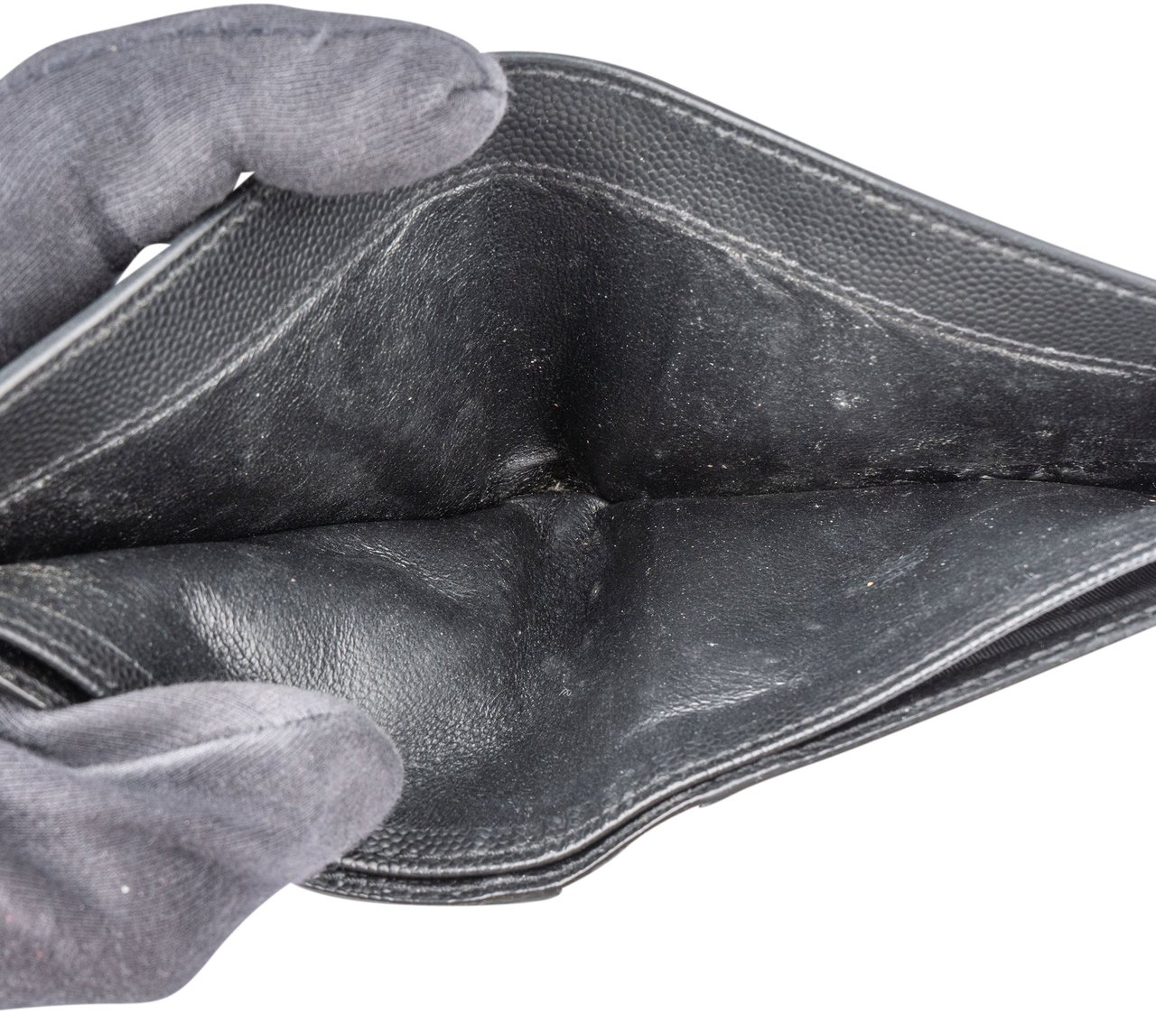 Saint Laurent Saint Laurent Caviar Petroleum Jungle Print Wallet Zwart