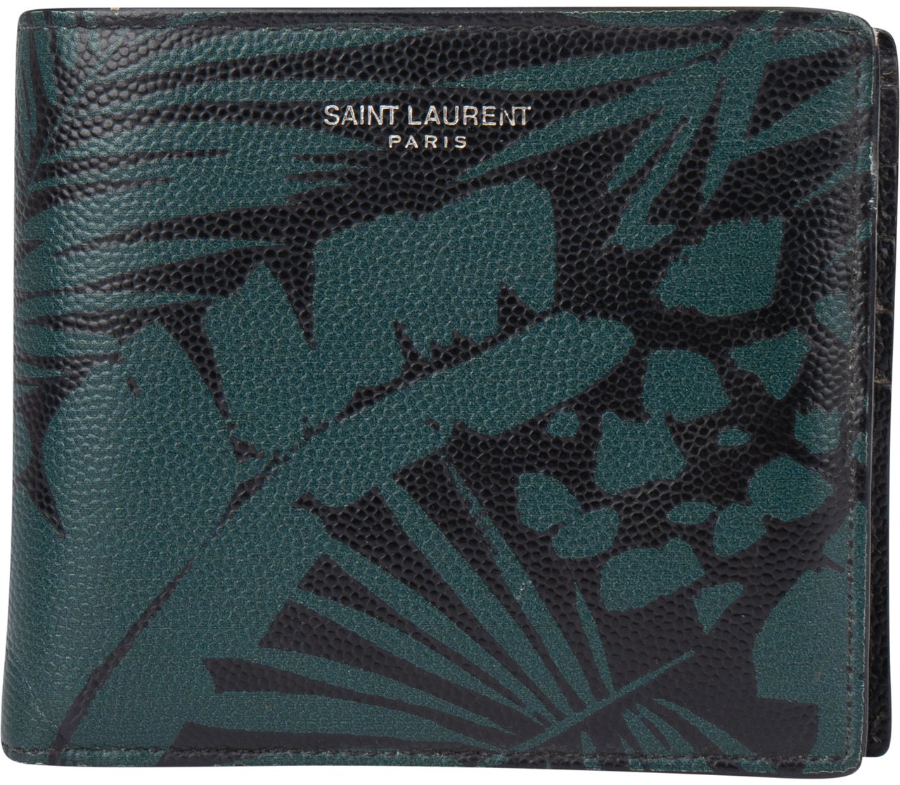 Saint Laurent Saint Laurent Caviar Petroleum Jungle Print Wallet Zwart
