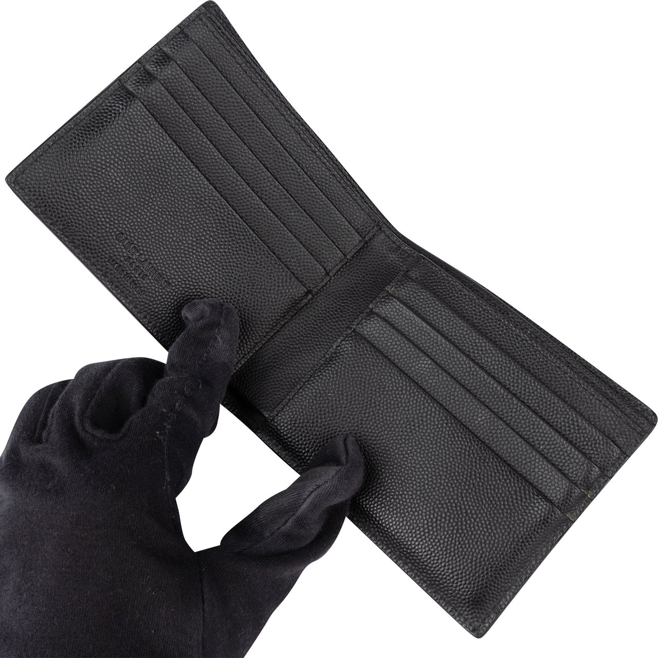 Saint Laurent Saint Laurent Caviar Petroleum Jungle Print Wallet Zwart