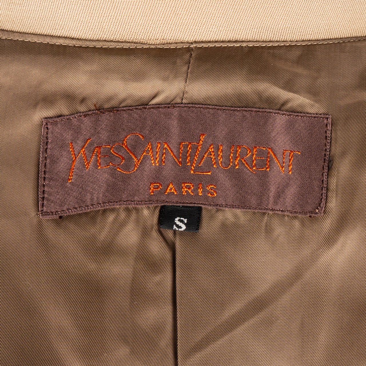 Saint Laurent Yves Saint Laurent Beige Cotton Trenchcoat (S) Beige