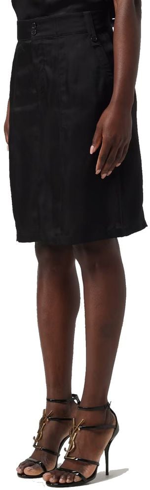 Saint Laurent Saint Laurent Black Copper Midi Skirt Zwart