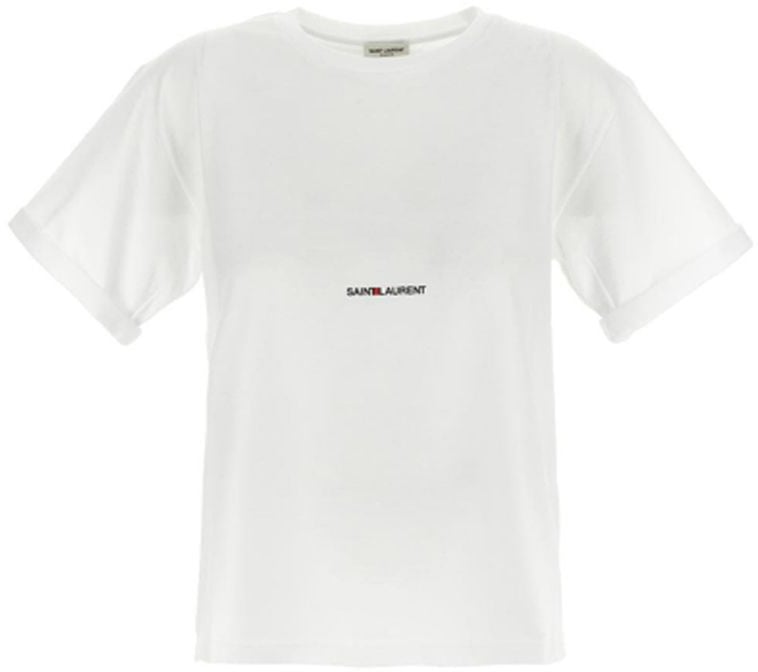 Saint Laurent Saint Laurent White Cotton T-Shirt Wit