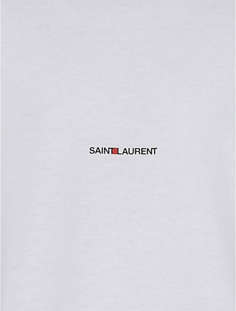 Saint Laurent Saint Laurent White Cotton T-Shirt Wit