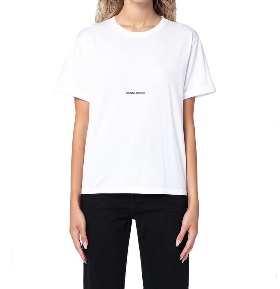 Saint Laurent Saint Laurent White Cotton T-Shirt Wit