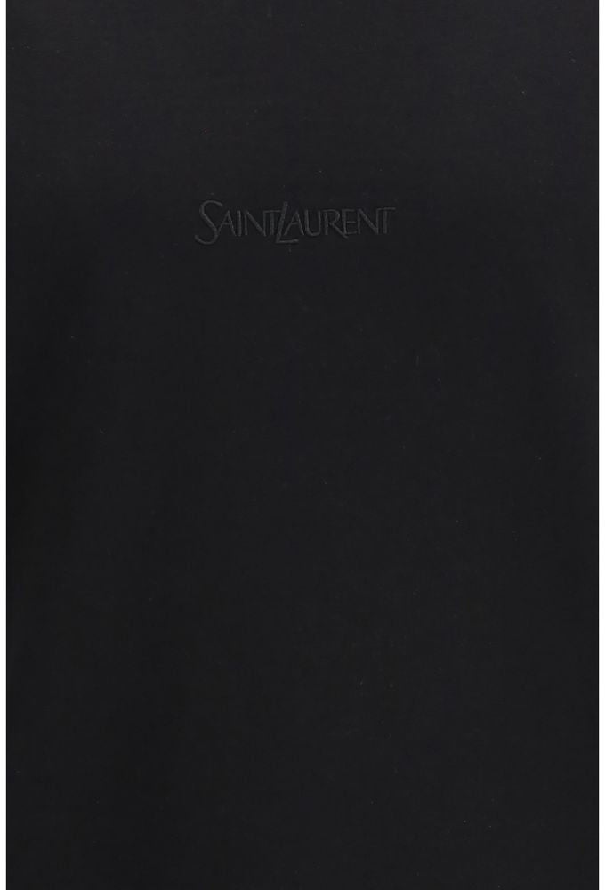Saint Laurent Black Cotton T-Shirt Zwart