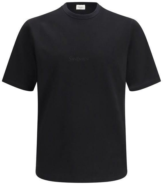 Saint Laurent Black Cotton T-Shirt Zwart