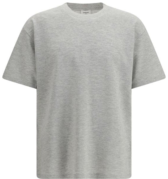 Saint Laurent Saint Laurent Gray Cotton T-Shirt Grijs