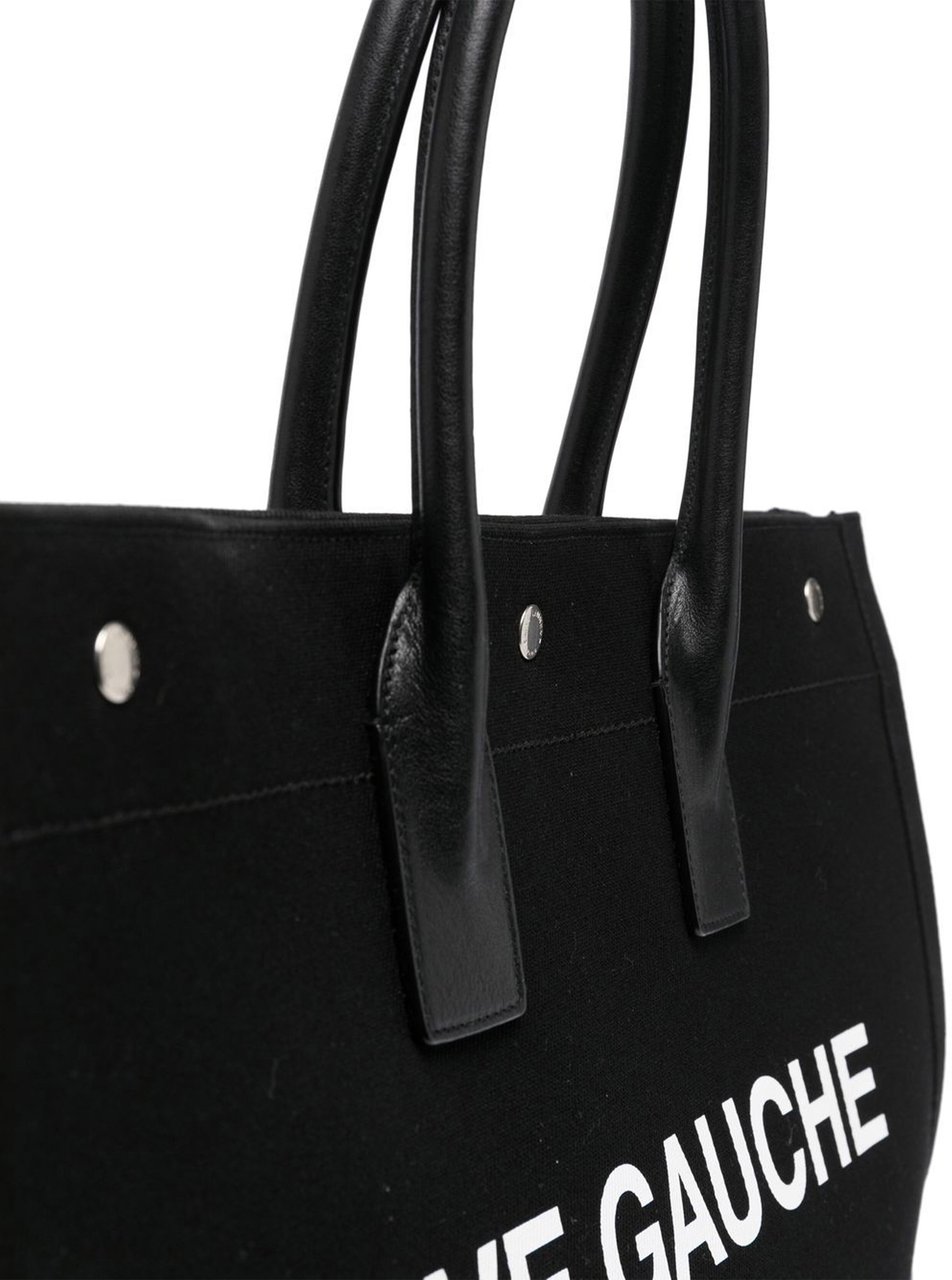 Saint Laurent Black Tote Rectangular Leather Tote Zwart