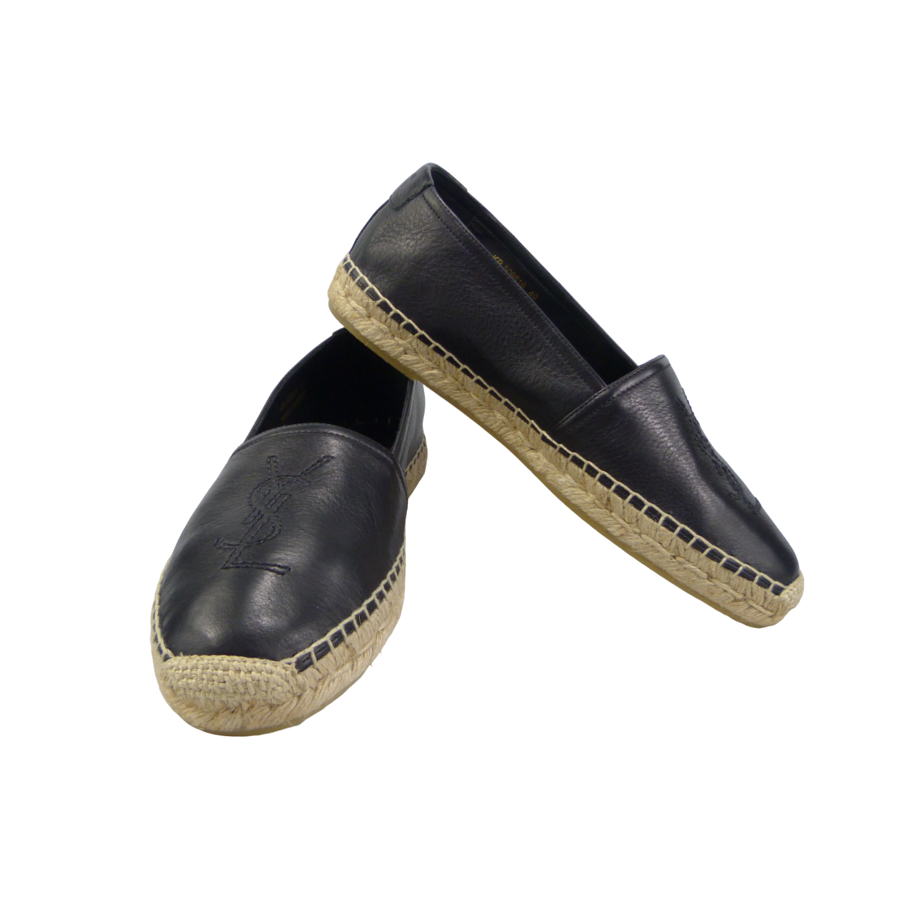Saint Laurent Espadrillas in pelle a grana Zwart