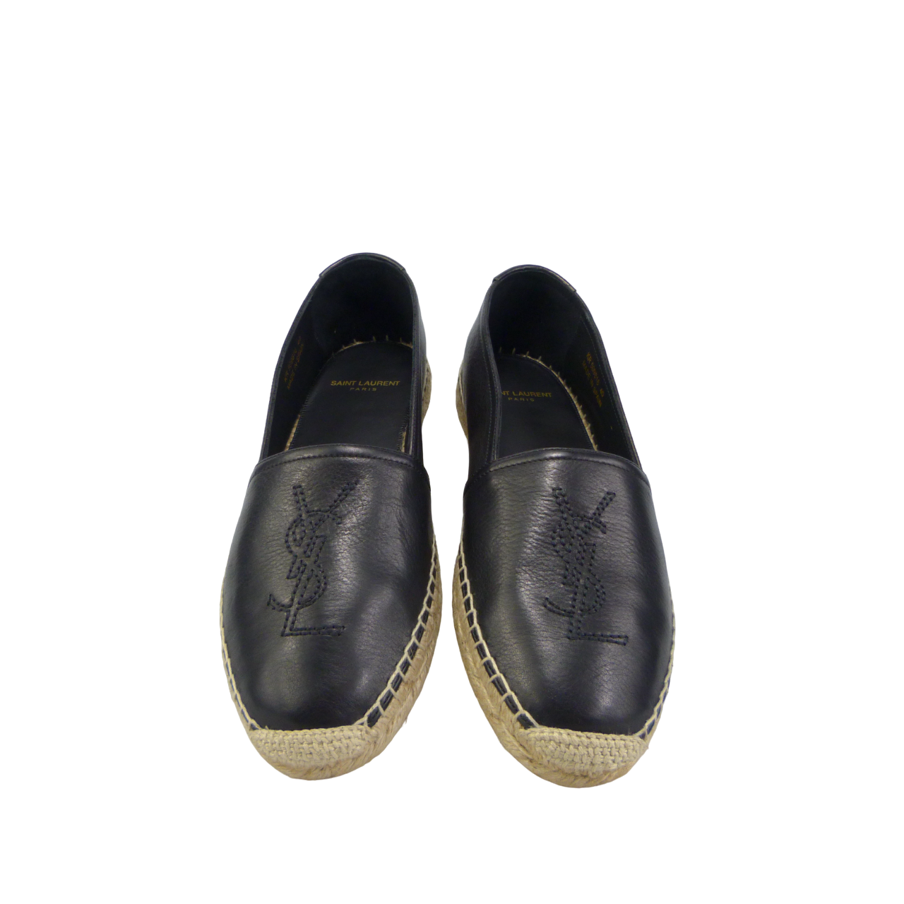 Saint Laurent Espadrillas in pelle a grana Zwart