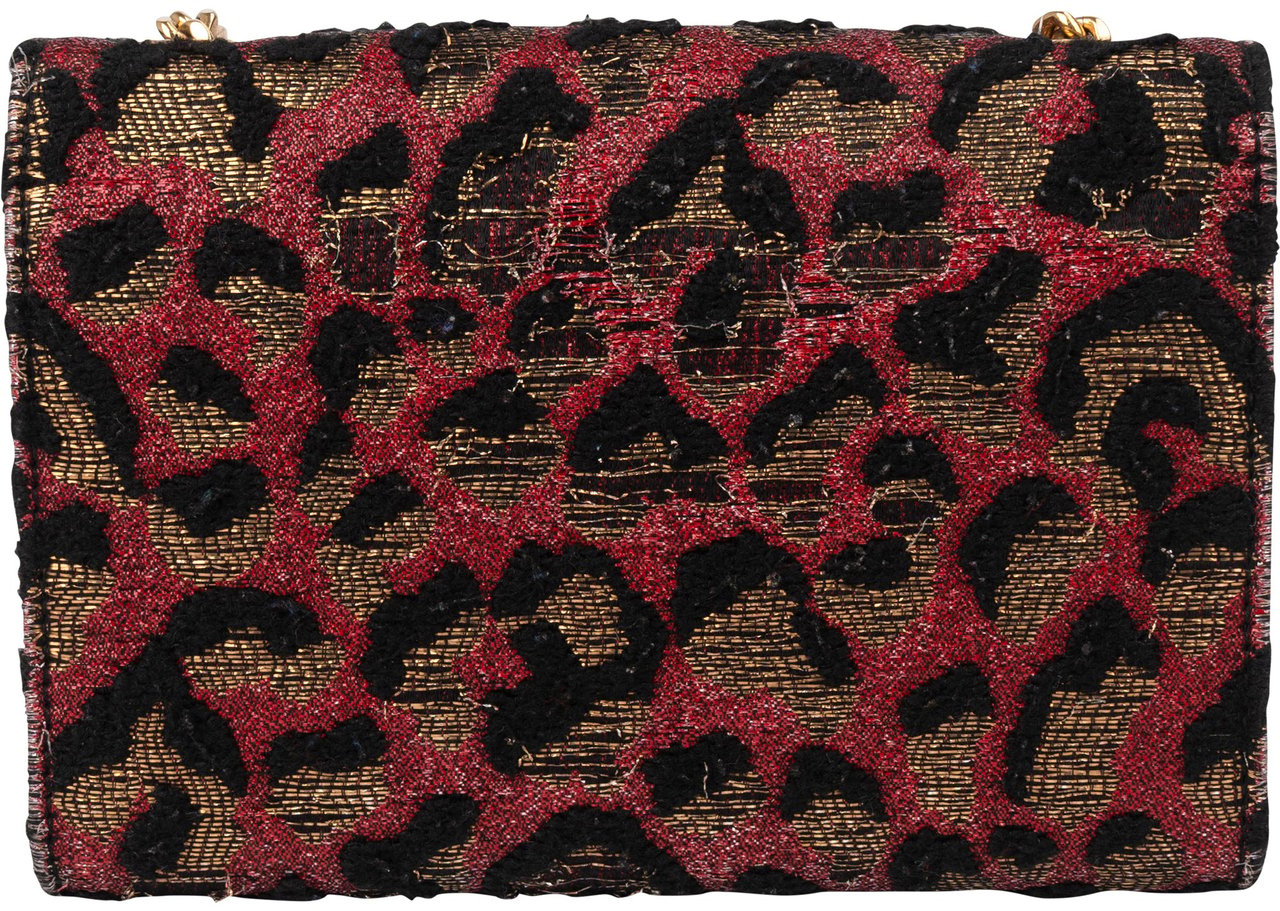 Saint Laurent Leopard Print Pompon Kate Crossbody Bag Zwart