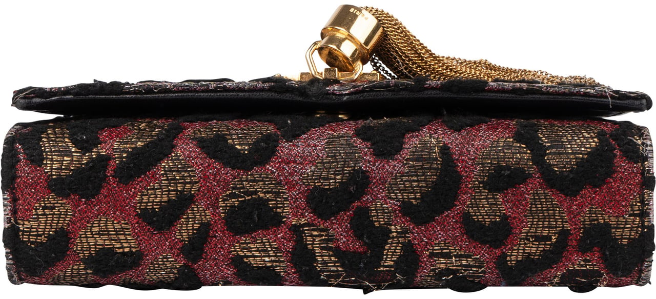 Saint Laurent Leopard Print Pompon Kate Crossbody Bag Zwart