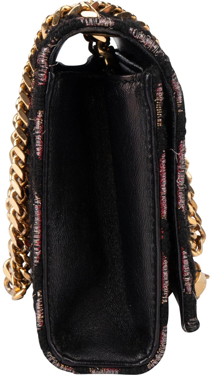 Saint Laurent Saint Laurent Leopard Print Pompon Kate Crossbody Bag Zwart