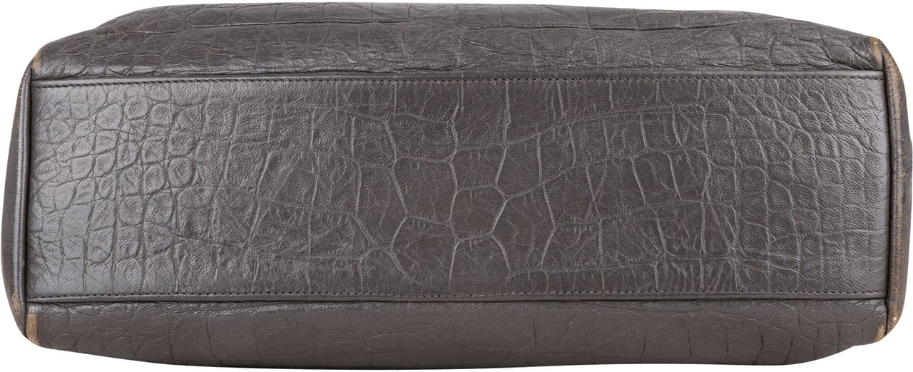 Saint Laurent Grey Croco Optic Leather West Hollywood Crossbody Bag Donkergrijs