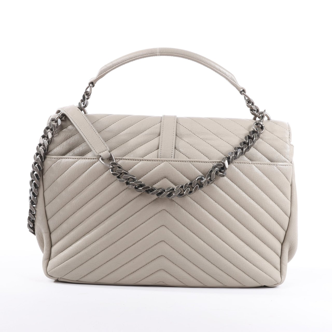 Saint Laurent Saint Laurent Paris College Leather Chain Shoulder Bag in Gray 392738 Grijs