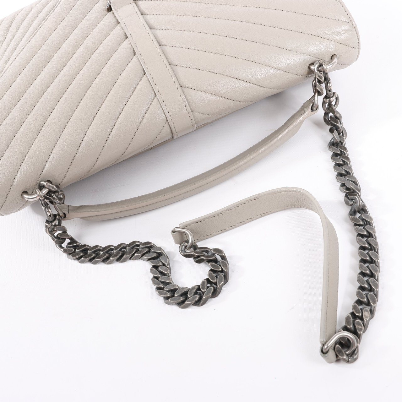 Saint Laurent Saint Laurent Paris College Leather Chain Shoulder Bag in Gray 392738 Grijs
