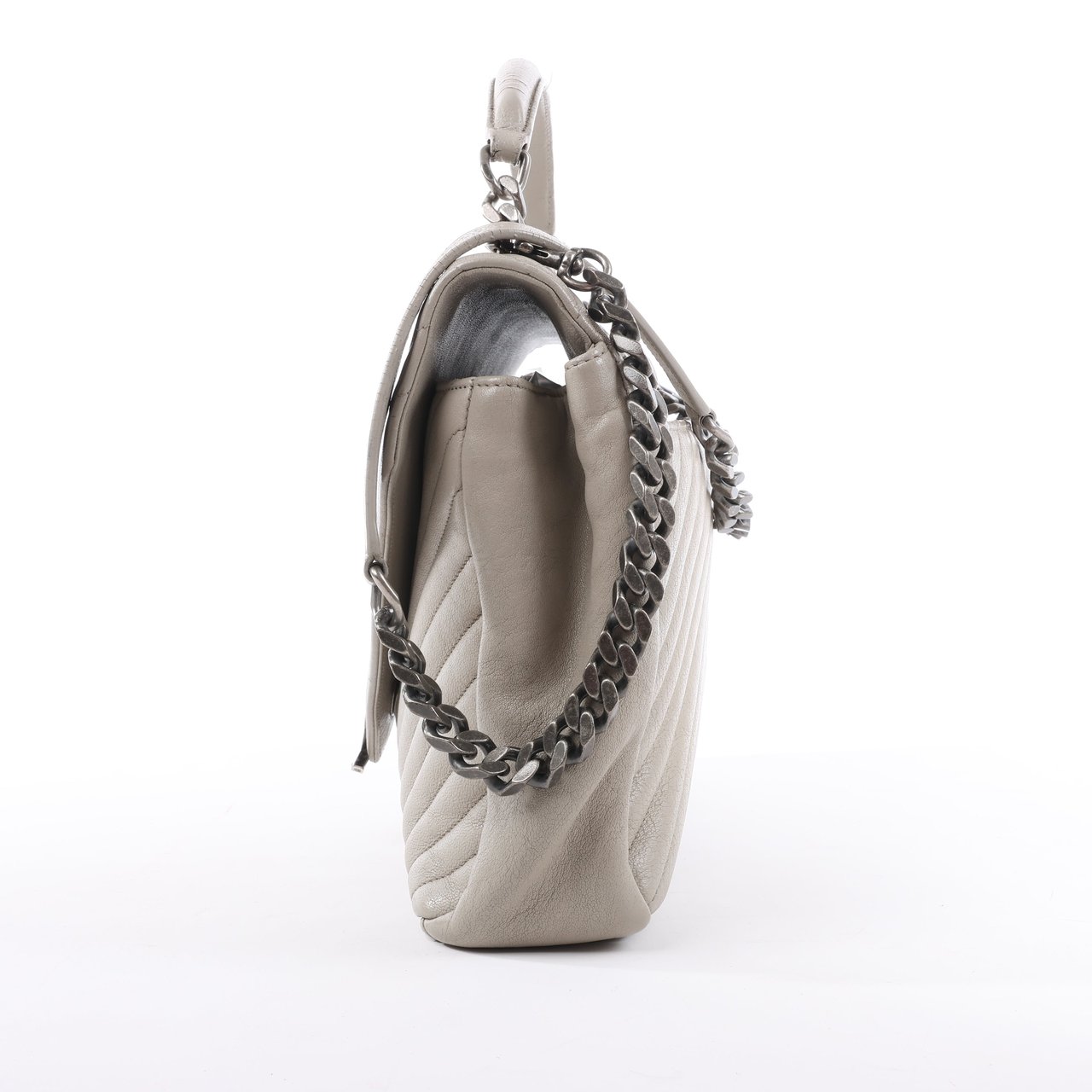 Saint Laurent Saint Laurent Paris College Leather Chain Shoulder Bag in Gray 392738 Grijs