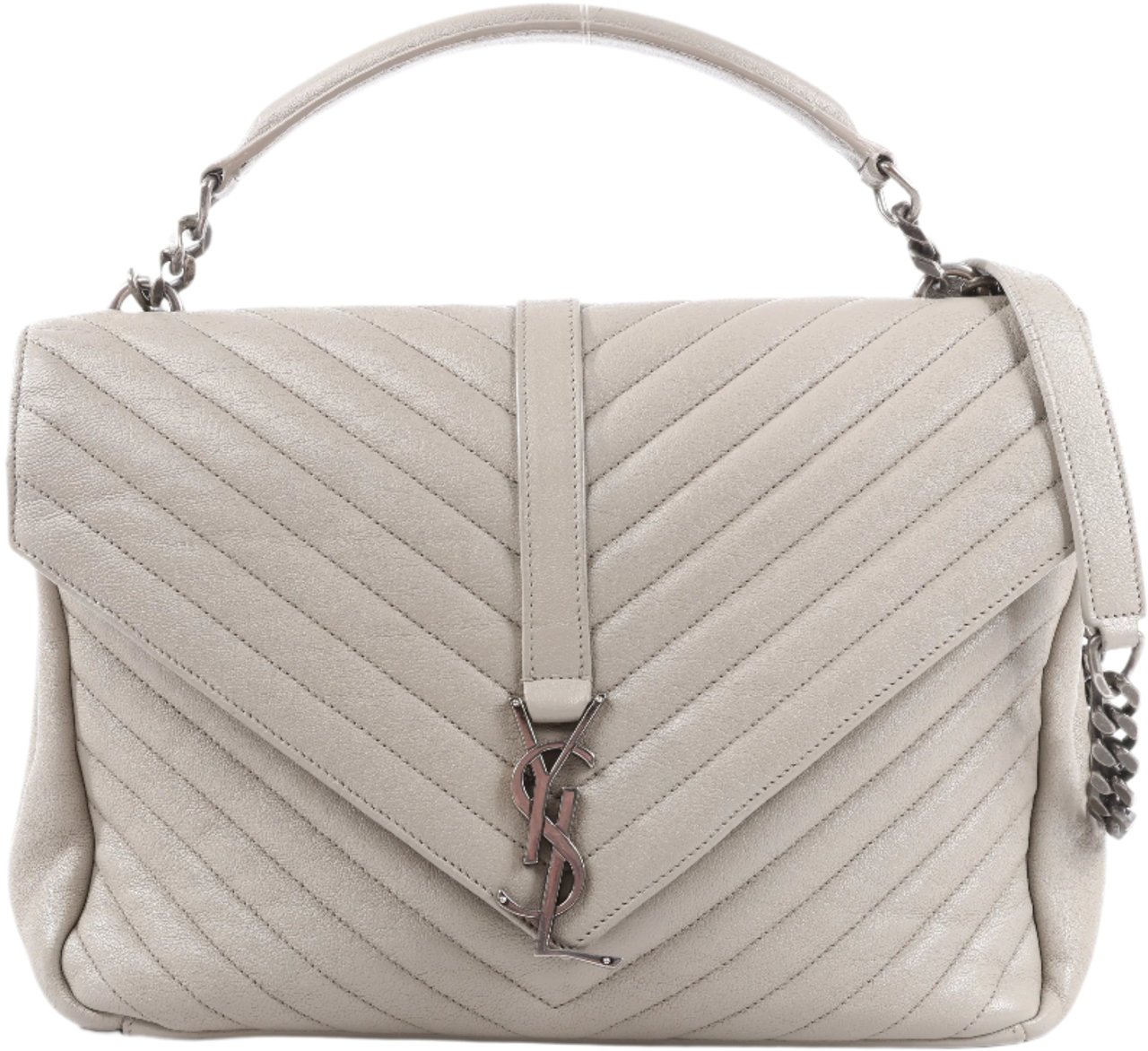 Saint Laurent Saint Laurent Paris College Leather Chain Shoulder Bag in Gray 392738 Grijs