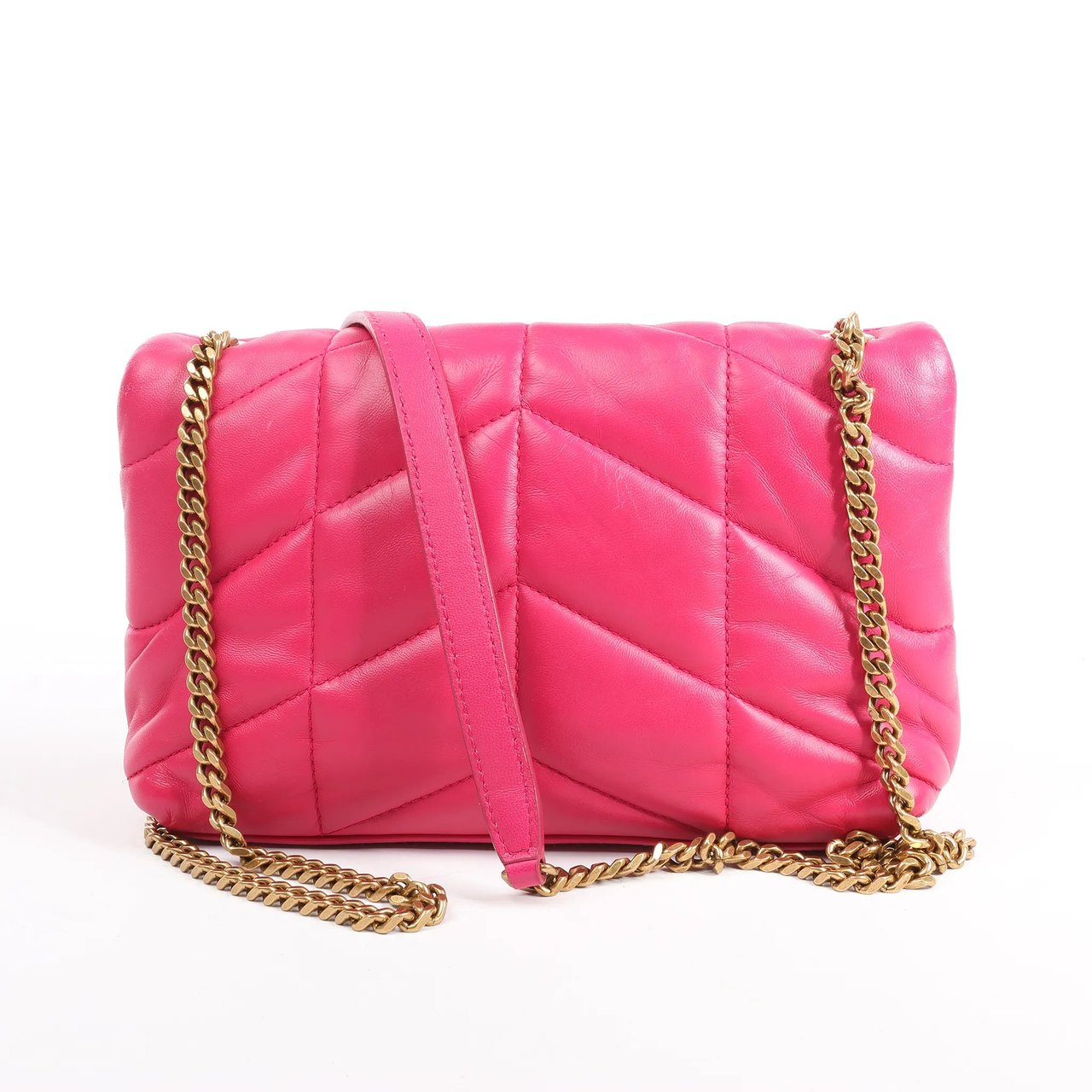 Saint Laurent Saint Laurent Paris Loulou Puffer Leather Chain Shoulder Bag in Pink 620333 Roze