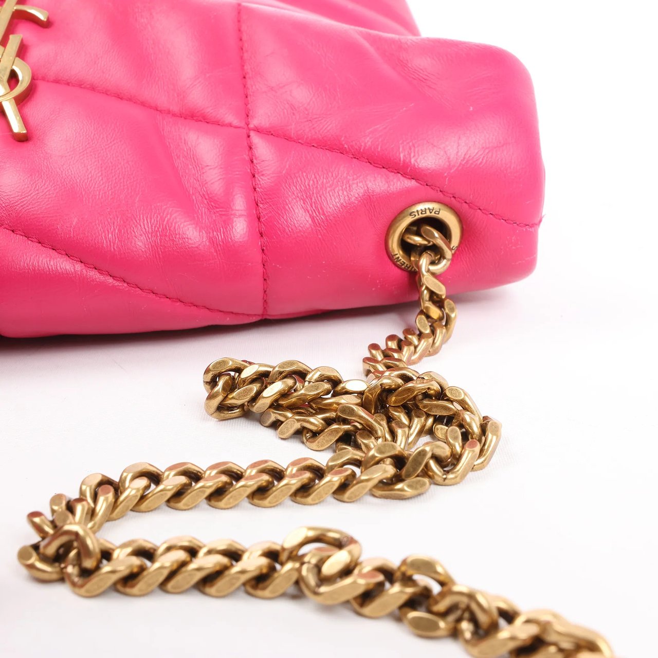Saint Laurent Saint Laurent Paris Loulou Puffer Leather Chain Shoulder Bag in Pink 620333 Roze