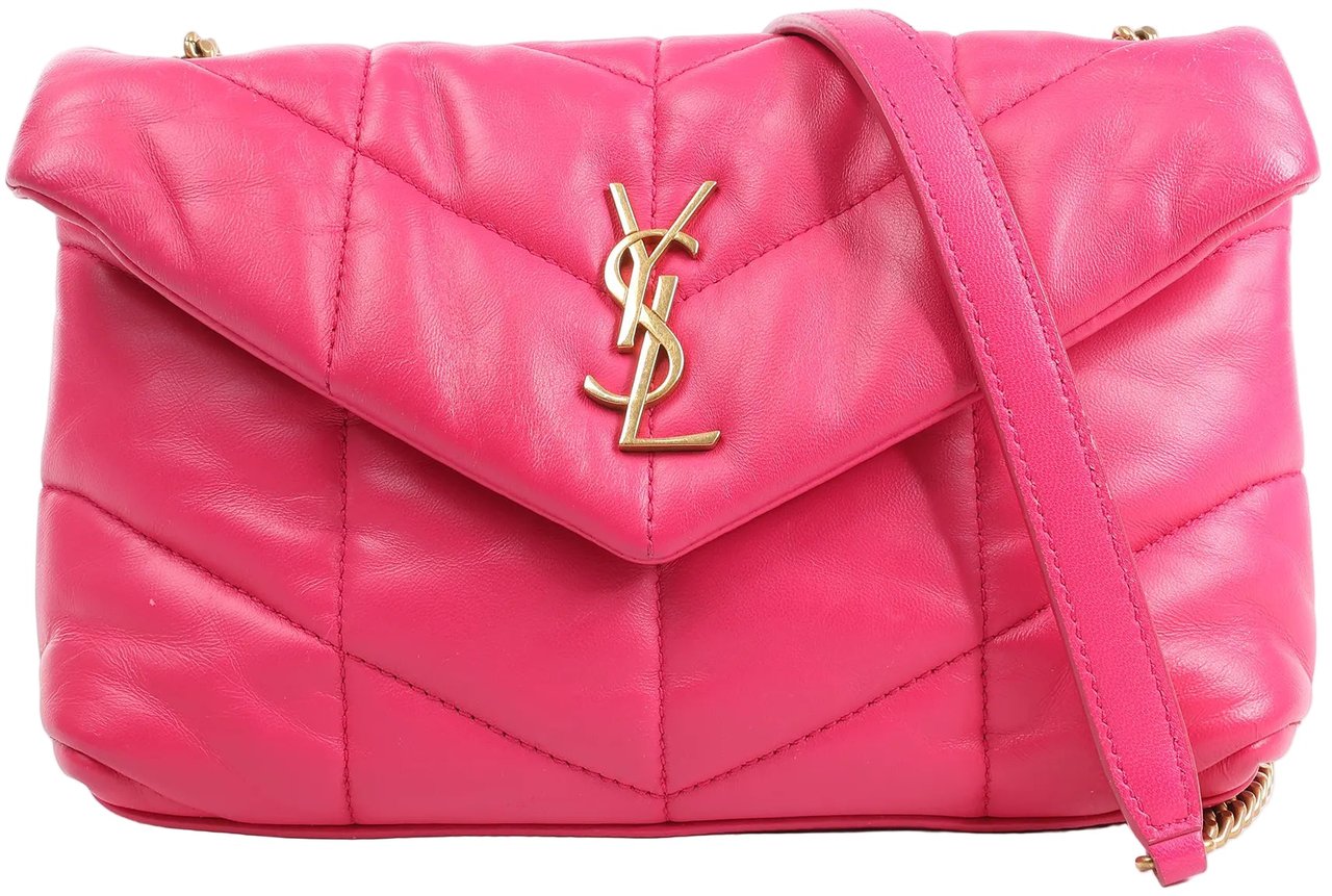 Saint Laurent Saint Laurent Paris Loulou Puffer Leather Chain Shoulder Bag in Pink 620333 Roze