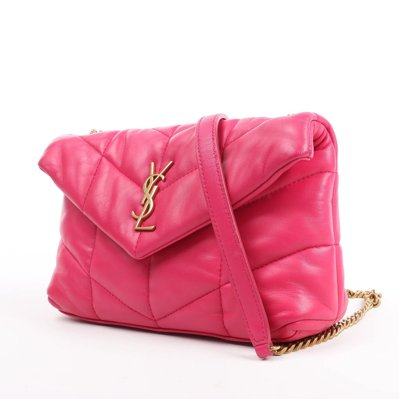 Saint Laurent Saint Laurent Paris Loulou Puffer Leather Chain Shoulder Bag in Pink 620333 Roze