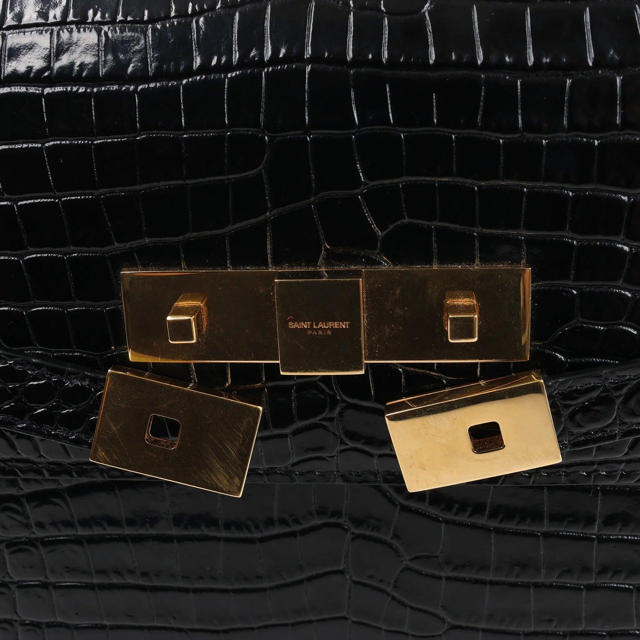 Saint Laurent Saint Laurent Paris Manhattan Mock Croc Shoulder bag in Black 579271 Zwart