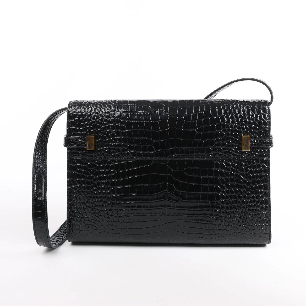 Saint Laurent Saint Laurent Paris Manhattan Mock Croc Shoulder bag in Black 579271 Zwart