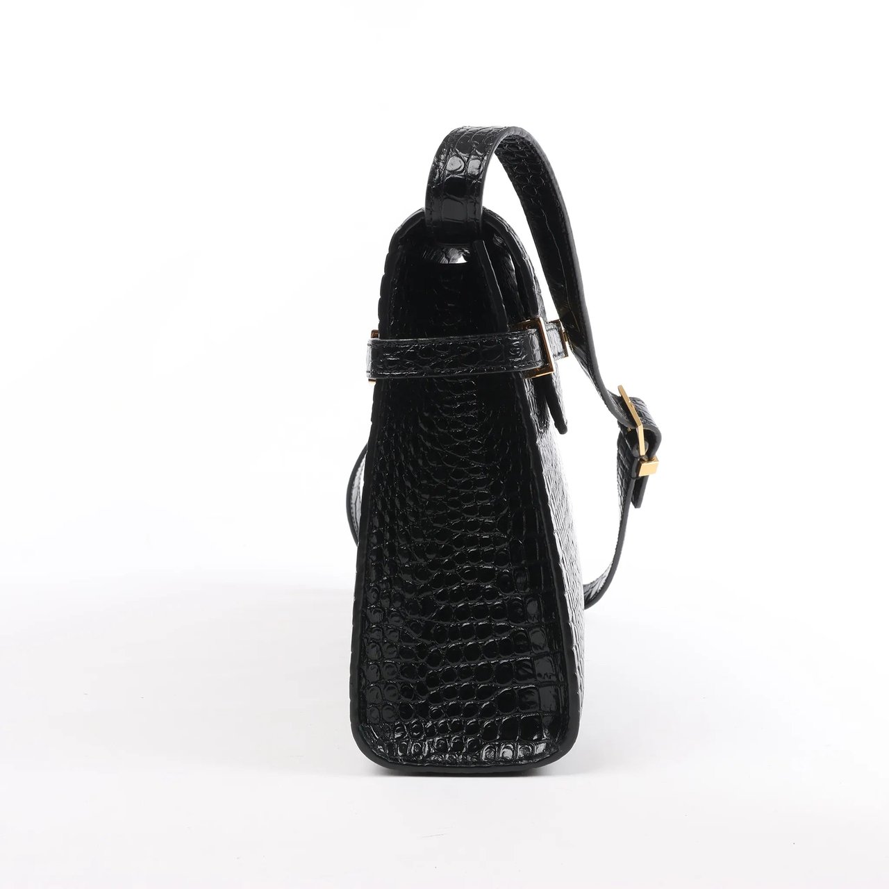 Saint Laurent Saint Laurent Paris Manhattan Mock Croc Shoulder bag in Black 579271 Zwart