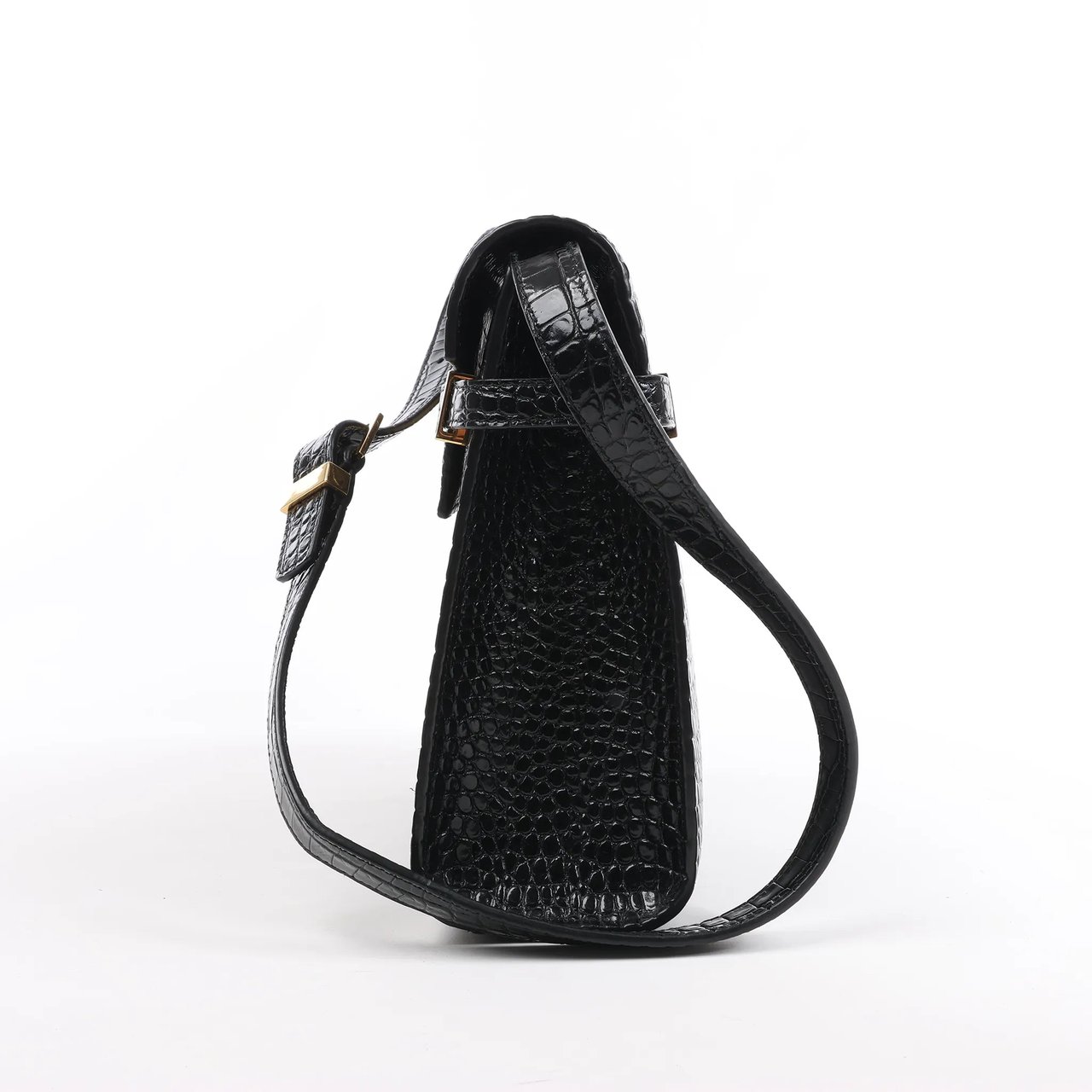Saint Laurent Saint Laurent Paris Manhattan Mock Croc Shoulder bag in Black 579271 Zwart