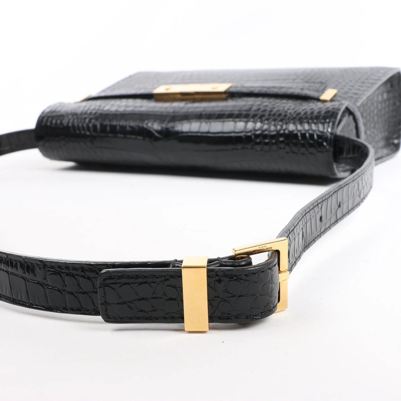 Saint Laurent Saint Laurent Paris Manhattan Mock Croc Shoulder bag in Black 579271 Zwart