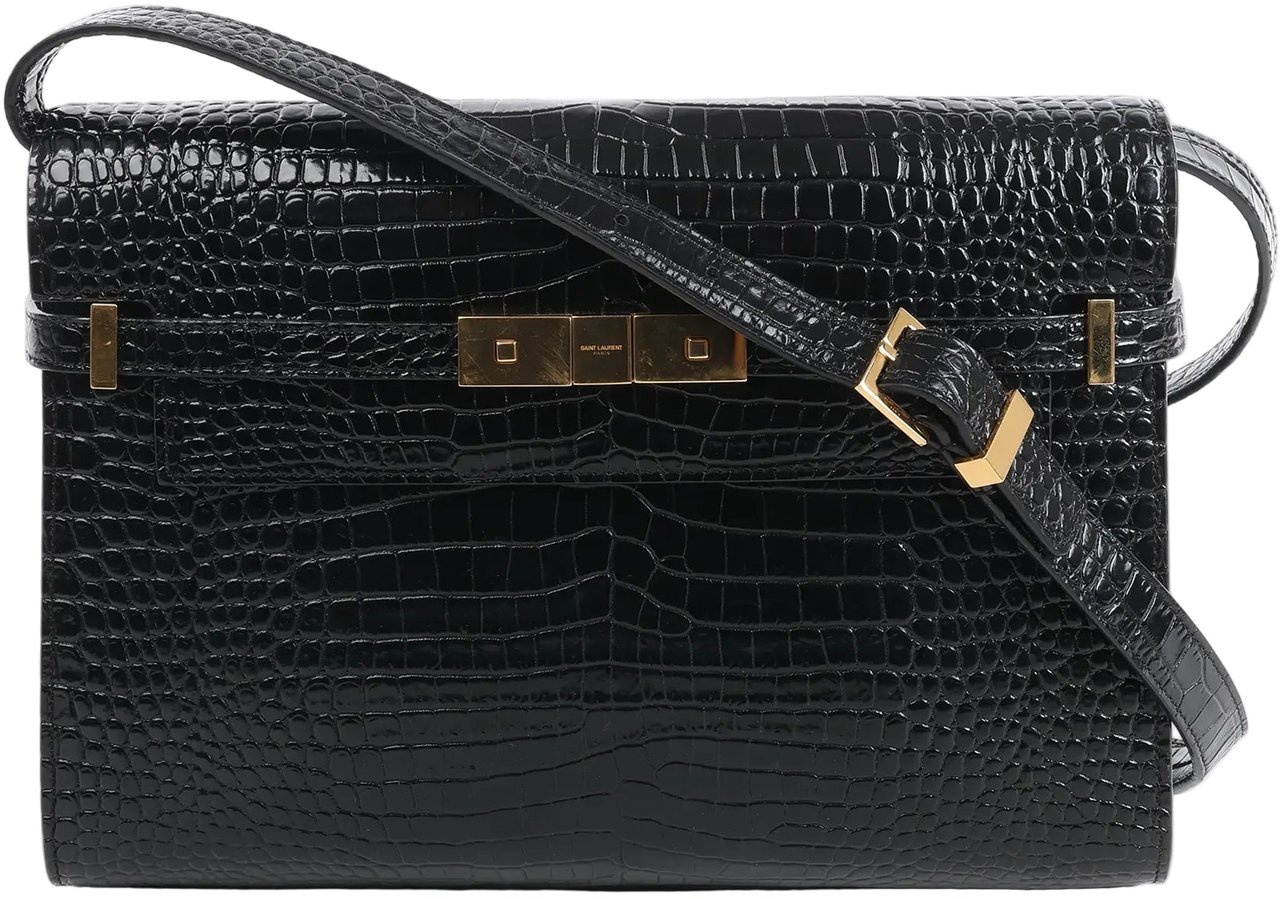 Saint Laurent Saint Laurent Paris Manhattan Mock Croc Shoulder bag in Black 579271 Zwart
