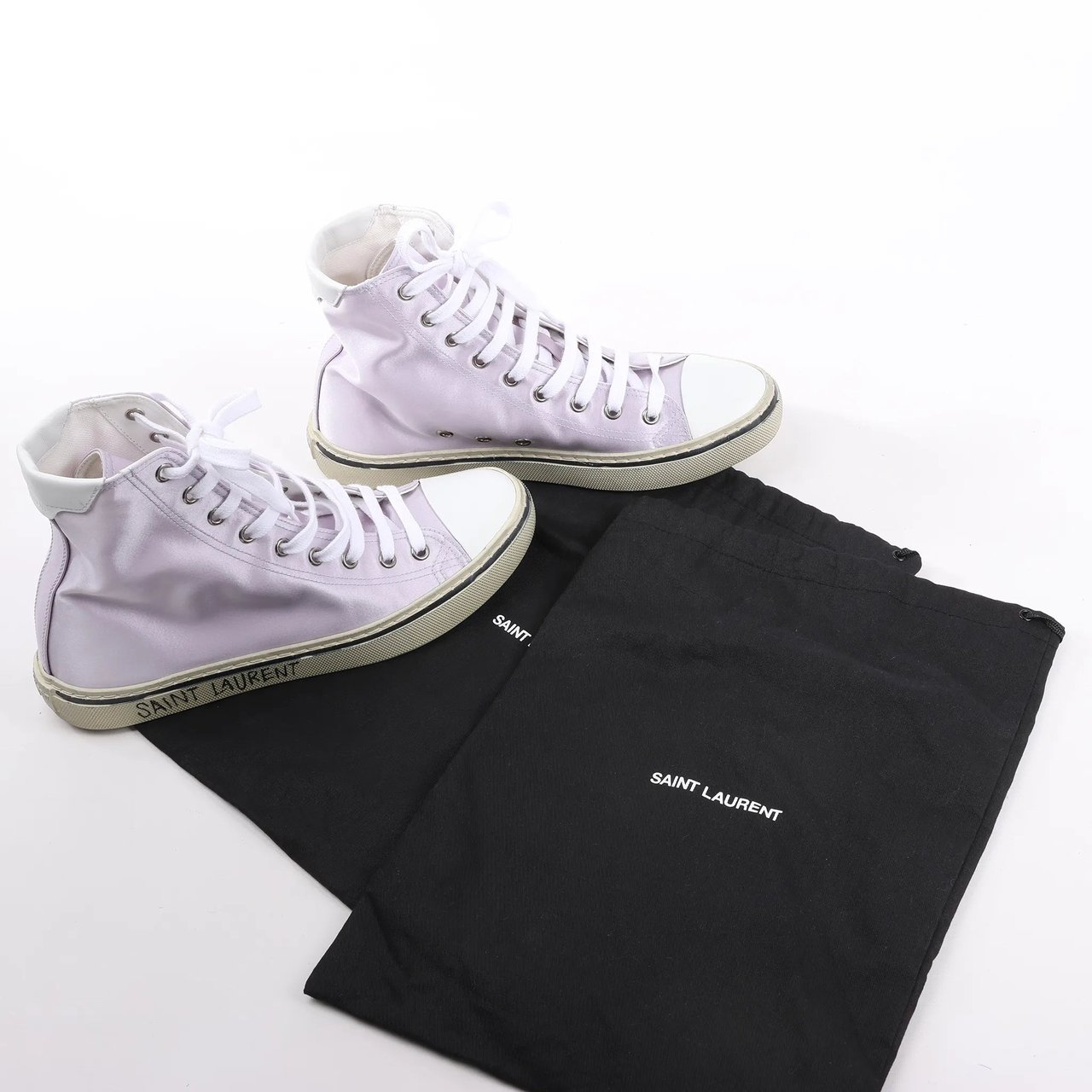 Saint Laurent Saint Laurent Paris Malibu Satin High-top Sneakers in Metallic Purple 718403, Size 38 EU Paars