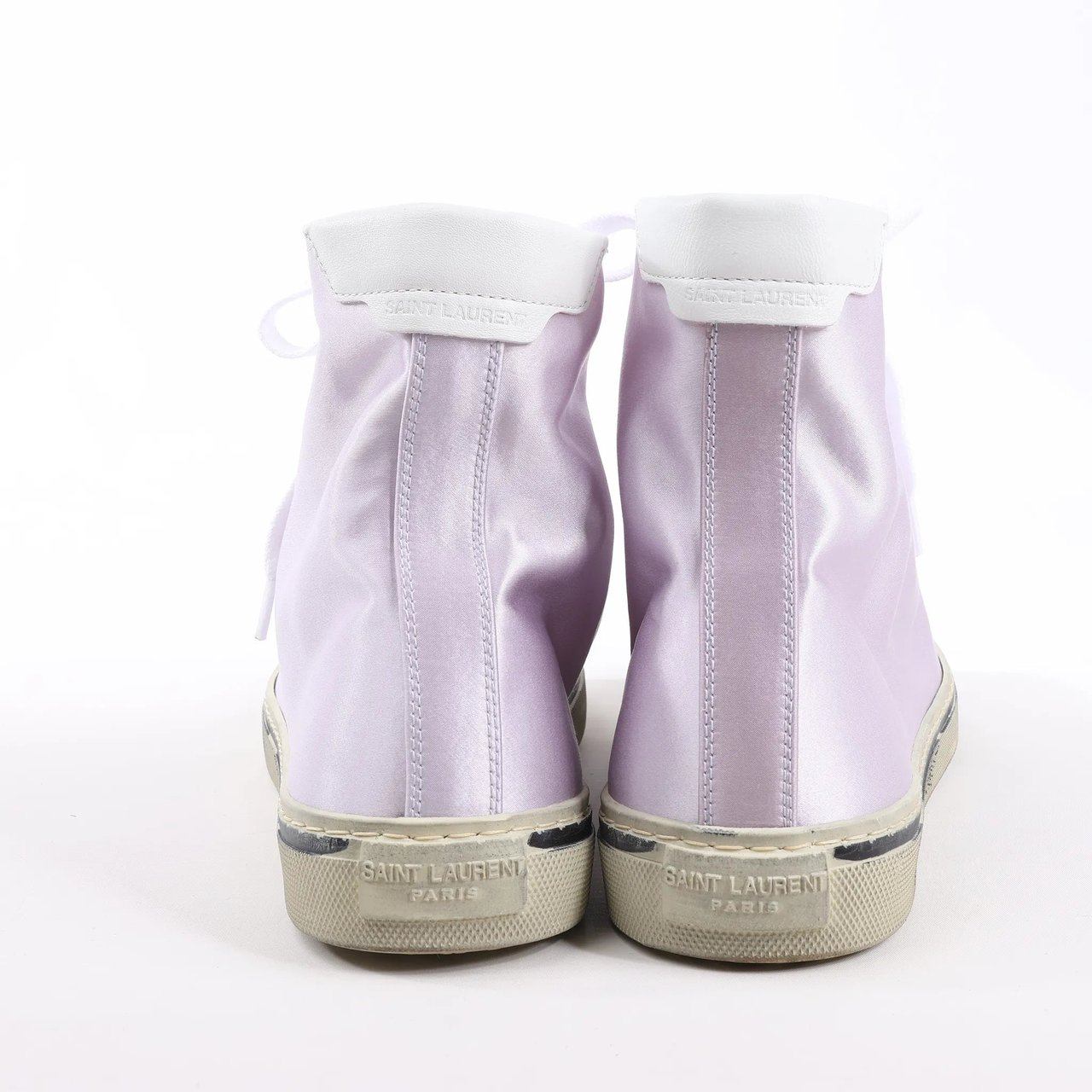 Saint Laurent Saint Laurent Paris Malibu Satin High-top Sneakers in Metallic Purple 718403, Size 38 EU Paars