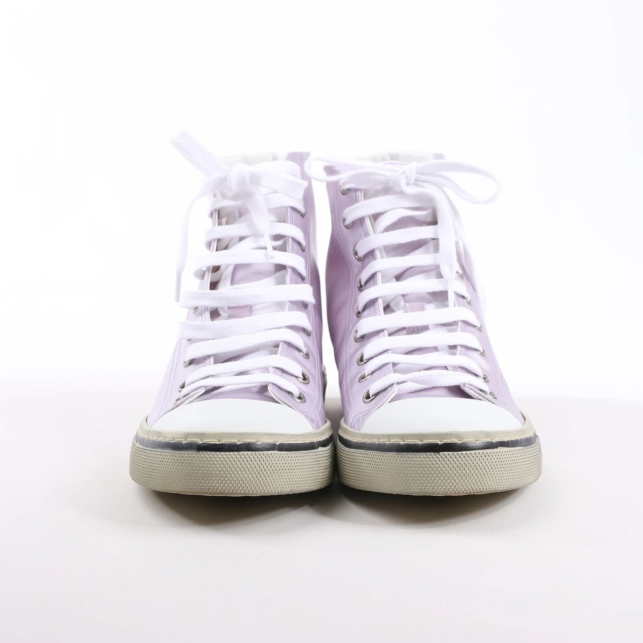 Saint Laurent Saint Laurent Paris Malibu Satin High-top Sneakers in Metallic Purple 718403, Size 38 EU Paars